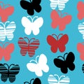 Stylized butterflies seamless pattern