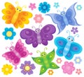 Stylized butterflies theme set 3