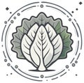 Stylized Cabbage Illustration with Circular Decorative Elements for Nutrition and Farm Designs Royalty Free Stock Photo