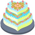 Stylized cake with floral decoration isolated