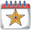 Stylized Calendar Icon with Yellow Star, Illustration of Schedule or Event Royalty Free Stock Photo