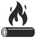 Stylized campfire with burning log for icon or design element depicting warmth or energy Royalty Free Stock Photo