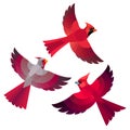 Stylized Cardinals in flight