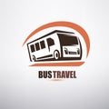 Stylized cartoon bus symbol with happy face