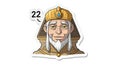 Cartoon Pharaoh with a beard and a golden headdress, with the number 22 in a speech bubble. Royalty Free Stock Photo