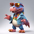Stylized Cartoon Megalosaurus: Casual 3d Game Character Design