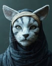 Mysterious Anthropomorphic Cat Warrior Portrait Royalty Free Stock Photo
