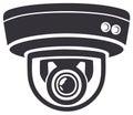 Stylized CCTV Dome Camera Icon Vector Illustration Surveillance System for Security Purposes Black and White Design Royalty Free Stock Photo