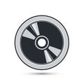 Stylized CD or DVD Disc Icon with Silver Rim and Dark Surface optical media data storage Royalty Free Stock Photo