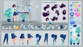 Stylized Character, Girl laboratory assistant does the tests of patients. Set for Animation. Use Separate Body Parts to Royalty Free Stock Photo