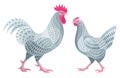 Stylized Chickens - Rooster and Hen