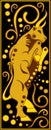 Stylized Chinese horoscope black and gold - pig