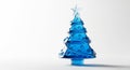 Blue Glass Christmas Tree with Bubbles and Star Topper on White Background holiday celebration Royalty Free Stock Photo