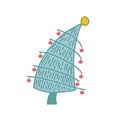 Stylized Christmas tree. Vector color drawing by hand. Doodle style illustration