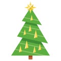 Stylized Christmas tree with yellow star vector illustration Royalty Free Stock Photo