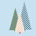 Stylized Christmas trees with a geometric pattern Winter festive background for card invitation template banner Creative