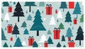 Stylized christmas trees and gift boxes festive seamless pattern Royalty Free Stock Photo