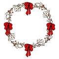 Stylized Christmas wreath at the door