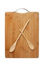 stylized clock - cutting board and wooden spoons isolated Royalty Free Stock Photo