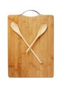 stylized clock - cutting board and wooden spoons isolated on a white Royalty Free Stock Photo