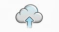 Cloud upload icon with an upward arrow in a sketchy, hand-drawn style Royalty Free Stock Photo
