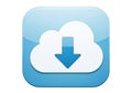 Cloud download icon with blue arrow isolated on transparent background Royalty Free Stock Photo