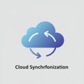 A stylized cloud icon features a blue gradient with two curved arrows forming a circul Royalty Free Stock Photo