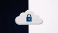 Stylized cloud icon featuring a secure lock symbol for abstract representation of data protection in cloud security services Royalty Free Stock Photo