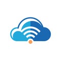 Cloud Wireless Connectivity Symbol - Modern Blue Cloud with Orange Accent Royalty Free Stock Photo