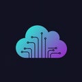 A stylized cloud icon integrates circuit lines, suggesting technology and cloud Royalty Free Stock Photo