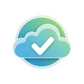 Modern cloud computing icon with checkmark symbol representing success and data Royalty Free Stock Photo