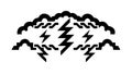 Stylized Cloud with Lightning Bolts, Thunderstorm Power Icon, vector design Generative AI Royalty Free Stock Photo