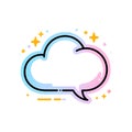 Whimsical cloud speech bubble with stars and sparkles, perfect for creative communication Royalty Free Stock Photo
