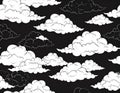 Stylized Clouds Seamless Pattern on Black Background Royalty Free Stock Photo