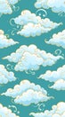 Stylized Clouds Seamless Pattern on Teal Background Royalty Free Stock Photo