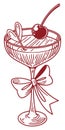 Elegant Cocktail Glass with Cherry and Bow on transparent background Royalty Free Stock Photo