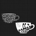 Stylized coffee cups. Isolated background