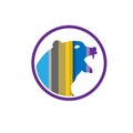 Colorful bear Head in Circle logo