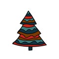 Stylized colorful fir-tree. Christmas or New Year design element.