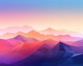 Stylized colorful landscape with sunset low poly mountns and a wide color spectrum.