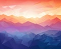 Stylized colorful landscape with sunset low poly mountns and a wide color spectrum.