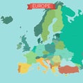 Stylized Colorful political map of Europe Royalty Free Stock Photo