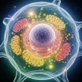 Vesicles are scattered throughout, symbolizing various cellular Royalty Free Stock Photo
