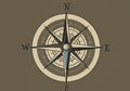 A stylized compass rose on a brown background. The compass Royalty Free Stock Photo