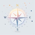 Stylized Compass Rose with Celestial Stars Royalty Free Stock Photo