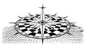 Stylized Compass Rose on Checkered Board, Navigation Symbol, vector design Generative AI Royalty Free Stock Photo