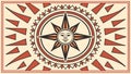 Stylized Compass Rose with Sun Rays, Ancient Navigation Symbol, vector design Generative AI Royalty Free Stock Photo