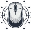 Stylized Computer Mouse Illustration with Abstract Design Elements and Line Art Detail Royalty Free Stock Photo