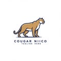 Stylized cougar logo design features an outlined illustration of a cougar (Puma Royalty Free Stock Photo