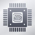 Stylized CPU Microchip Technology Icon Royalty Free Stock Photo